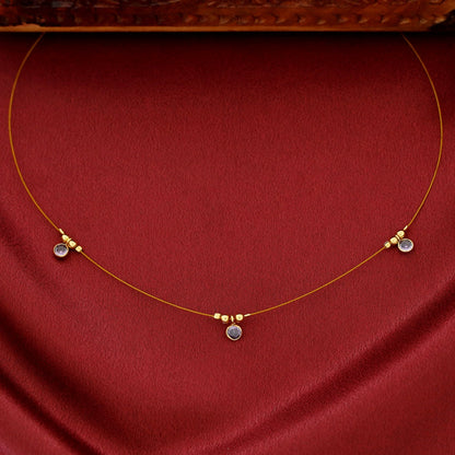 Collar de cuerda de piedra brillante triple