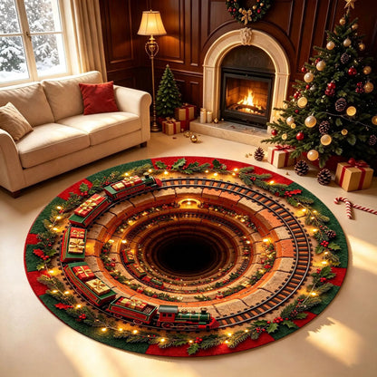 🎄3D-Weihnachtswichtel-Teppich mit optischer Täuschung | Lustige, festliche Must-have-Wohndeko⭐🏠🎁