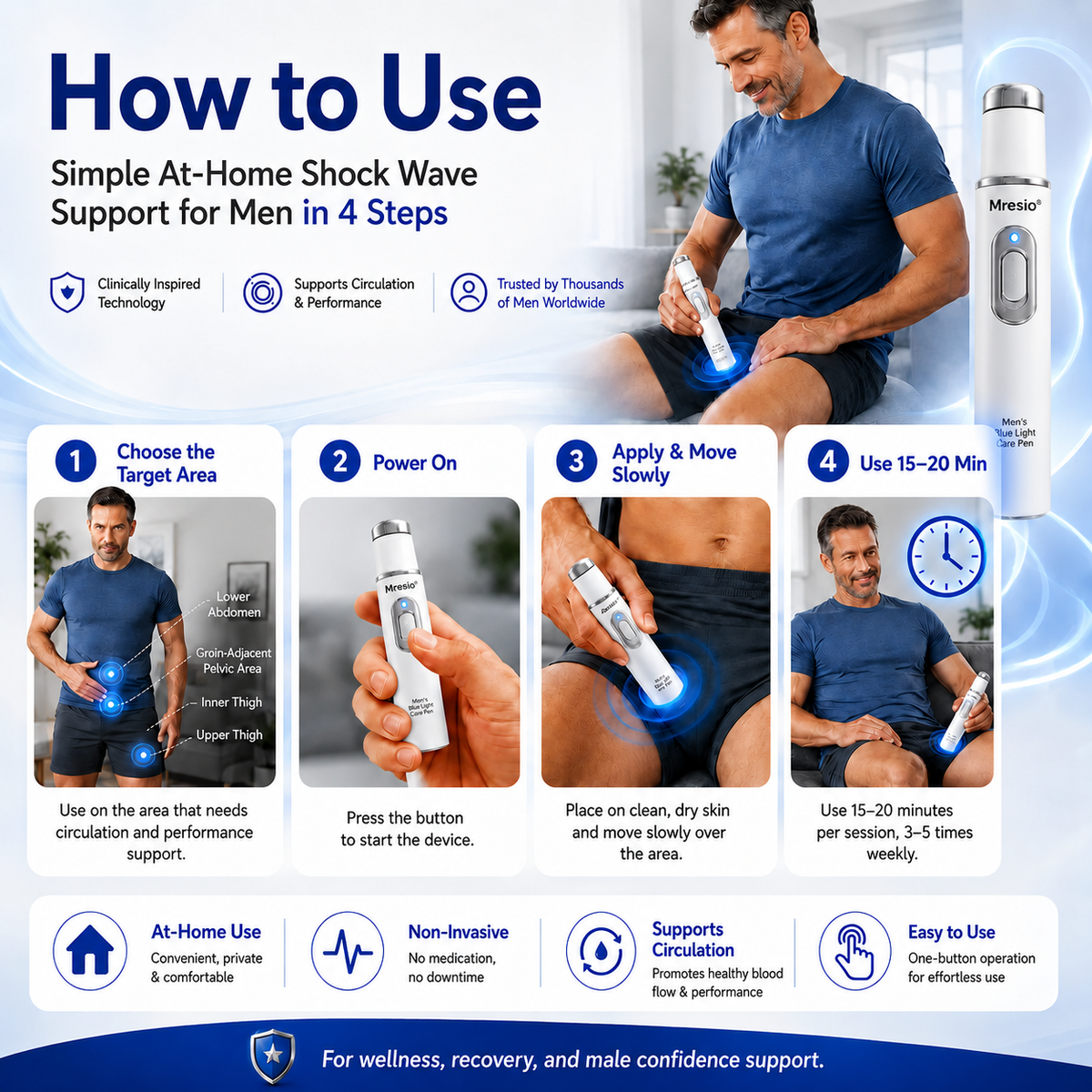 Mresio💪Advanced Acoustic Shockwave Therapy restores penile tissue health to enhance rise rigidity, stamina, and male performance confidence, relieving muscle pain, joint stiffness, tendon discomfort📈