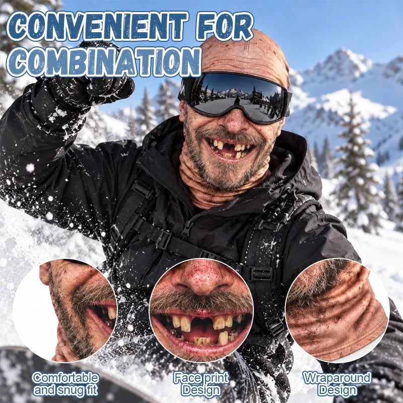 Lustige Skimaske mit realistischem Gesicht – witzige Winter-Party-Ausrüstung für Outdoor-Gruppen