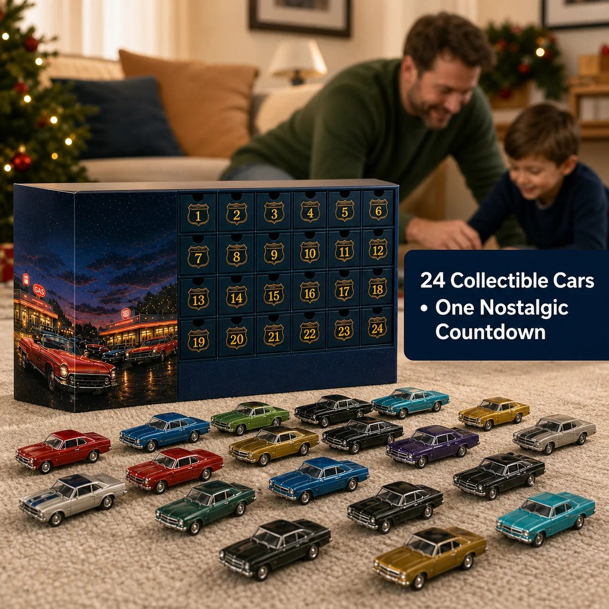 🎁Last Day 49% OFF - ✨24 Days of Classic American Cars Advent Calendar – 24 Vintage Ride Collectibles for Car Lovers🚗