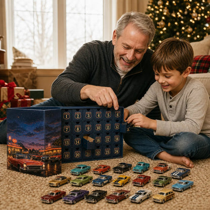 🎁Last Day 49% OFF - ✨24 Days of Classic American Cars Advent Calendar – 24 Vintage Ride Collectibles for Car Lovers🚗