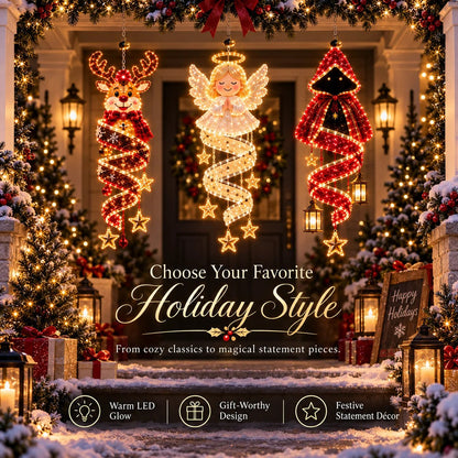 ⏳ Last Day 49% OFF – 🎄Christmas Magic Spiral™ Hanging LED Light Collection – 9 Festive Designs ✨ | Suspended Glowing Characters with Spiral Lights & Hanging Details for Porches, Windows, Entryways & Holiday Displays