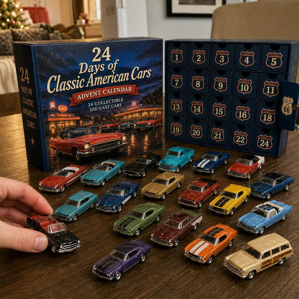 🎁Last Day 49% OFF - ✨24 Days of Classic American Cars Advent Calendar – 24 Vintage Ride Collectibles for Car Lovers🚗
