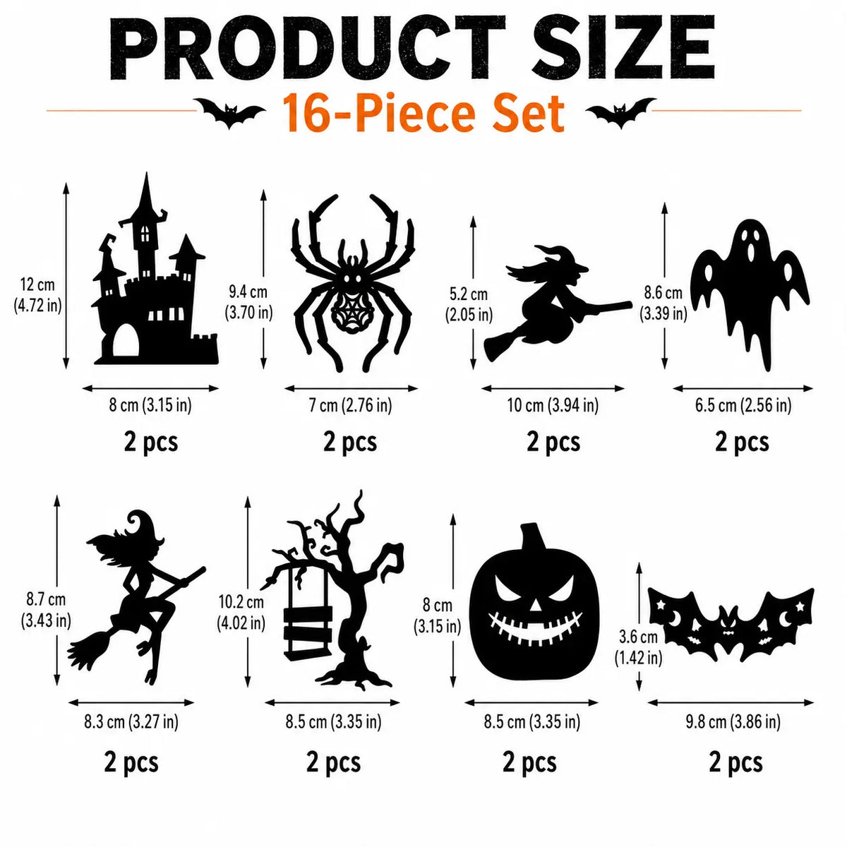 Halloween LED Silhouette Wall Light Stickers – Battery-Powered Waterproof Peel & Stick Window Decor