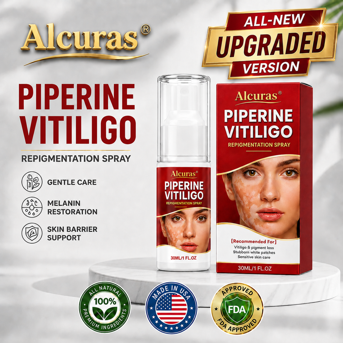 🔥100K+ SOLD | Alcuras® Advanced Piperine Vitiligo Repigmentation Spray — 👨‍⚕️✅Upgraded Steroid-Free Botanical Formula