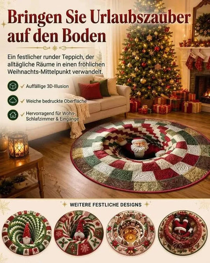 🎄3D-Weihnachtswichtel-Teppich mit optischer Täuschung | Lustige, festliche Must-have-Wohndeko⭐🏠🎁