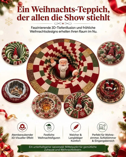 🎄3D-Weihnachtswichtel-Teppich mit optischer Täuschung | Lustige, festliche Must-have-Wohndeko⭐🏠🎁