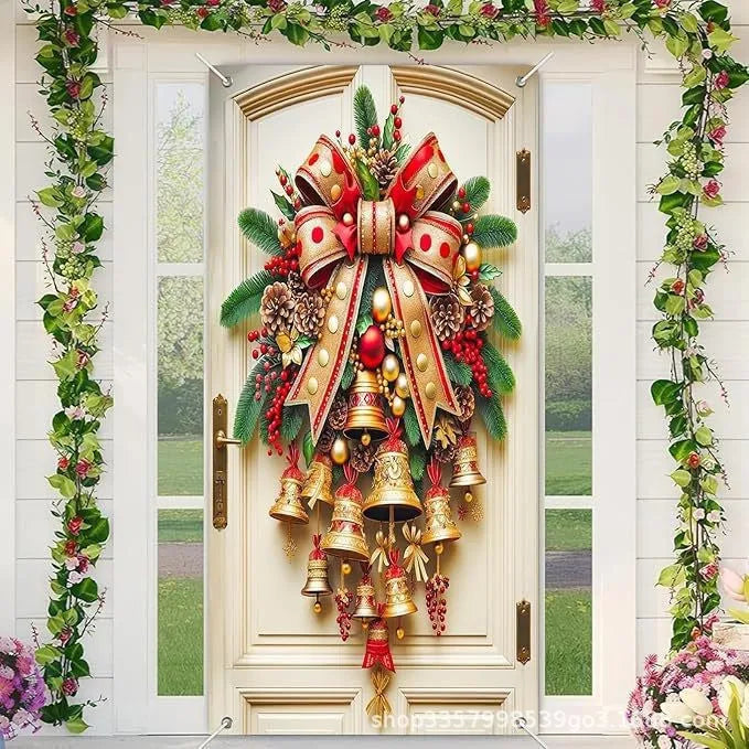 🔥 Santa Christmas Door Cover with Elastic Edges | Reusable Holiday Decor